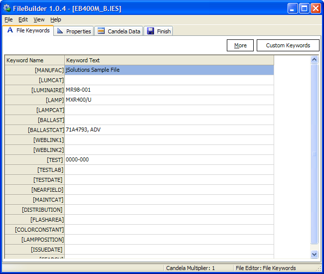 FileBuilder Toolbar Photometrics Pro Lighting Analysis Software